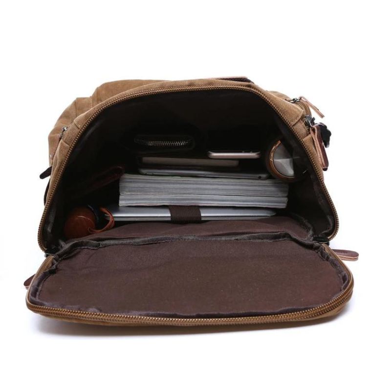 men's vintage backpack - Black - Coffee Brown - Khaki - Grey - Gray - Green - Blue - Camouflage Green - Camouflage Yellow