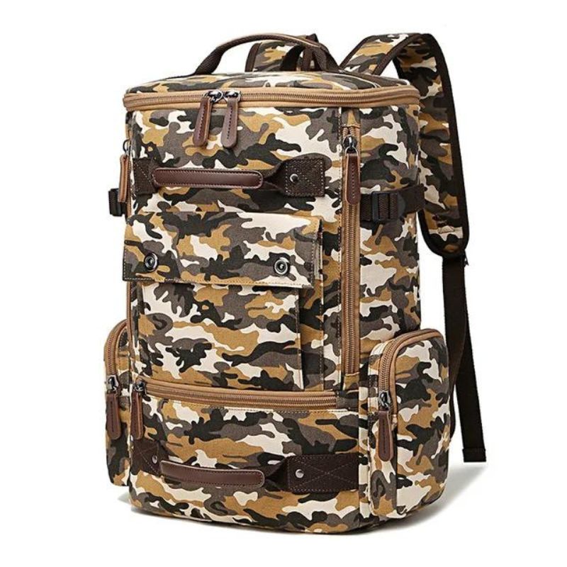 vintage military men's backpack - Camouflage Yellow