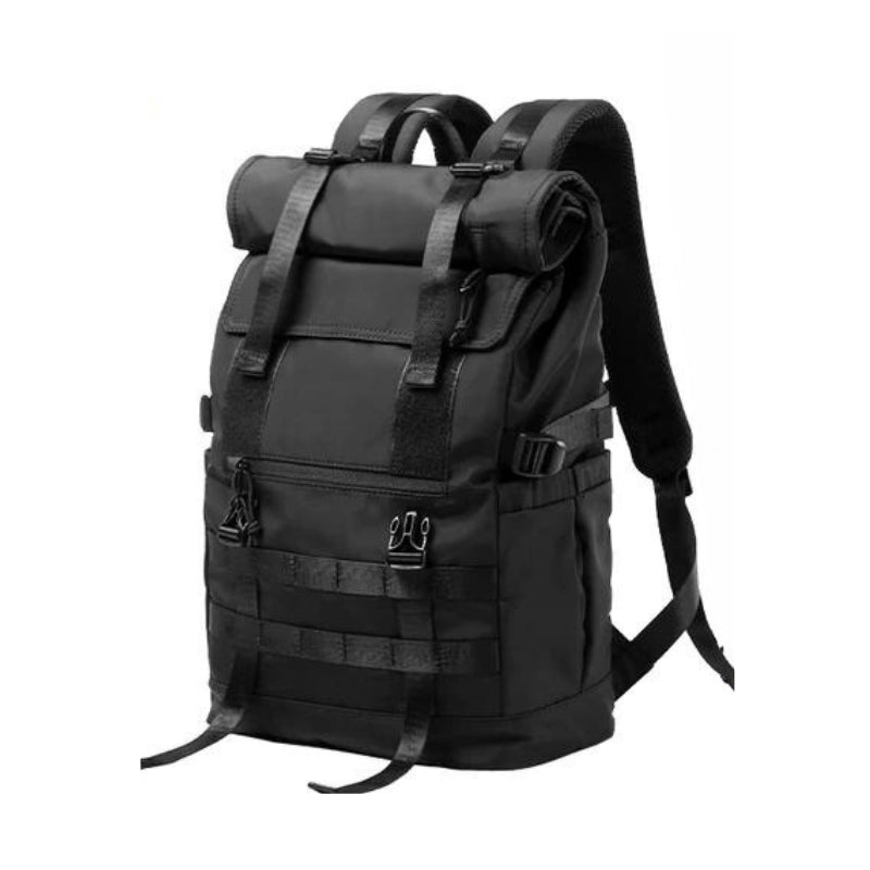 travel backpack - black - roll top - black - roll top - black - roll top
