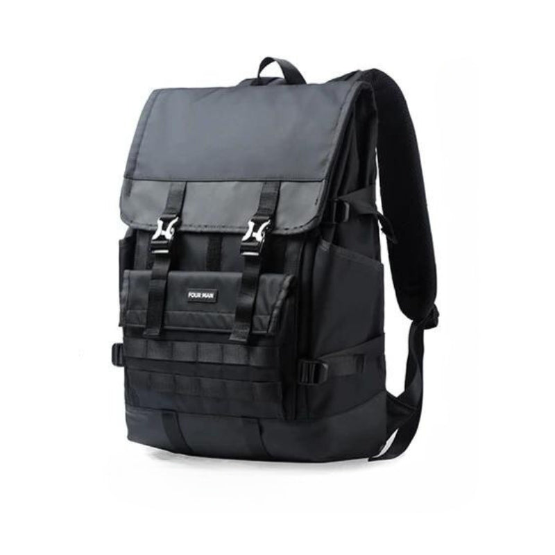 large capacity travel bag - black - 2 buckle straps