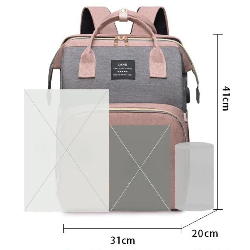 baby changing bag displayed dimensions - Black - Blue - Grey - Gray - Green - Pink