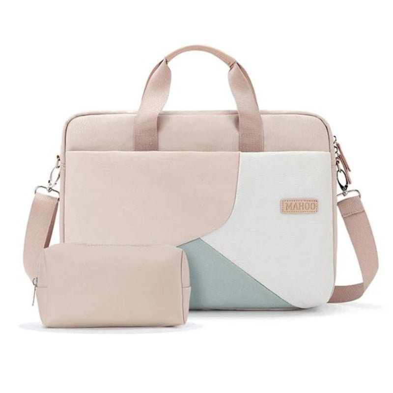 luxury women's laptop bag - Beige with Small Pouch - 14 inches
