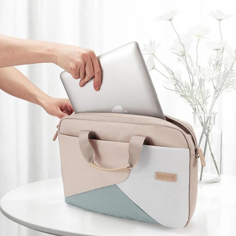 elegant women's laptop bag - Beige - Beige with Small Pouch