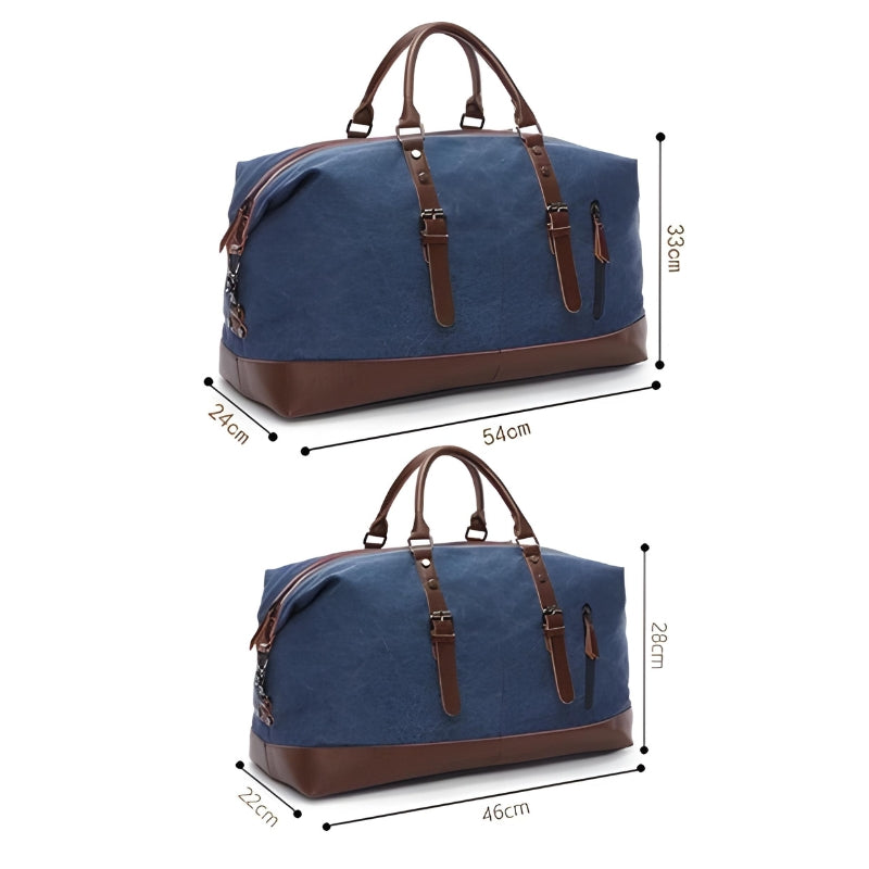 travel canvas bag two stacked sizes - Grey - Gray - Black - Brown - Green - Blue