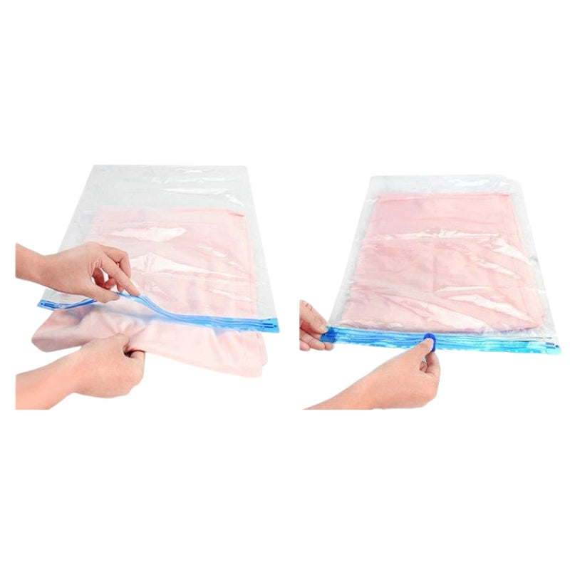 vacuum-free travel compression bag zipper in action - 5 Pieces - Set of 8 Pieces
