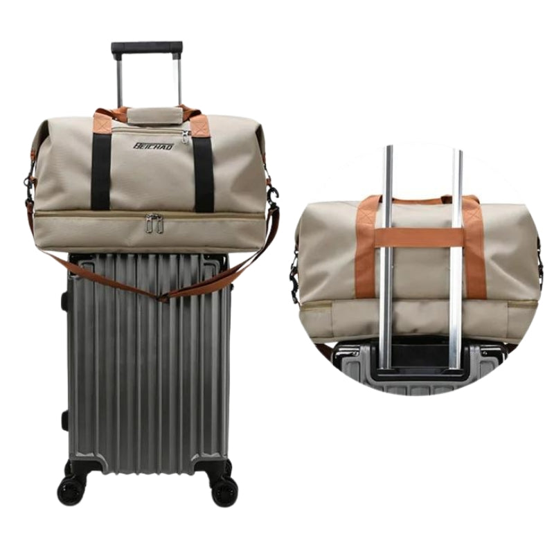 travel bag with shoe storage bag on suitcase - Green - Beige - Blue - Grey - Gray - Black - Purple - Red