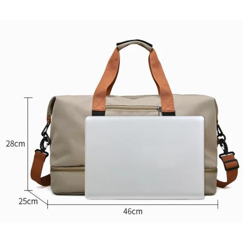 travel bag with shoe storage size guide - Green - Beige - Blue - Grey - Gray - Black - Purple - Red