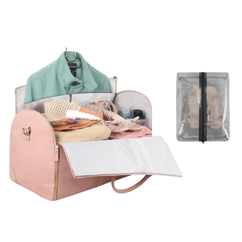 luxury leather travel bag - Beige - Black - Pink