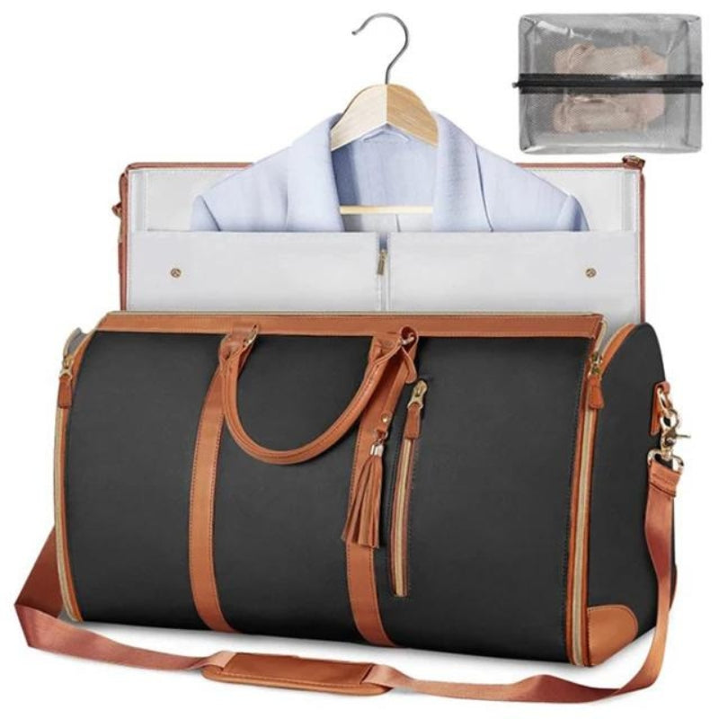 vintage leather travel bag - Beige - Black - Pink