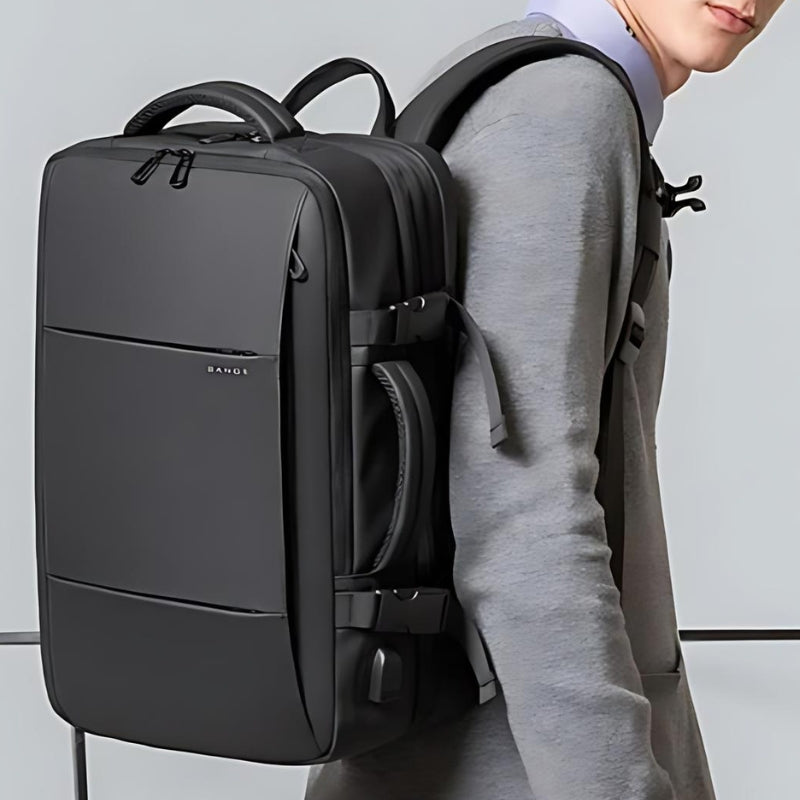 expandable travel backpack worn on shoulder - Black - Grey - Gray - Blue - Green