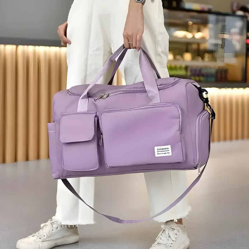 women's travel bag with shoe storage carried by hand - Black - Blue - Sky Blue - Green and Pink - Khaki - Pink - Lavender - Light Green - Grey and Pink - Gray and Pink - Deep Blue - Purple