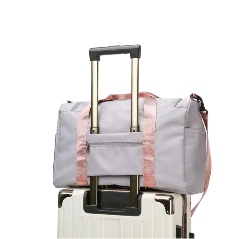 women's travel bag with shoe storage bag on suitcase - Black - Blue - Sky Blue - Green and Pink - Khaki - Pink - Lavender - Light Green - Grey and Pink - Gray and Pink - Deep Blue - Purple