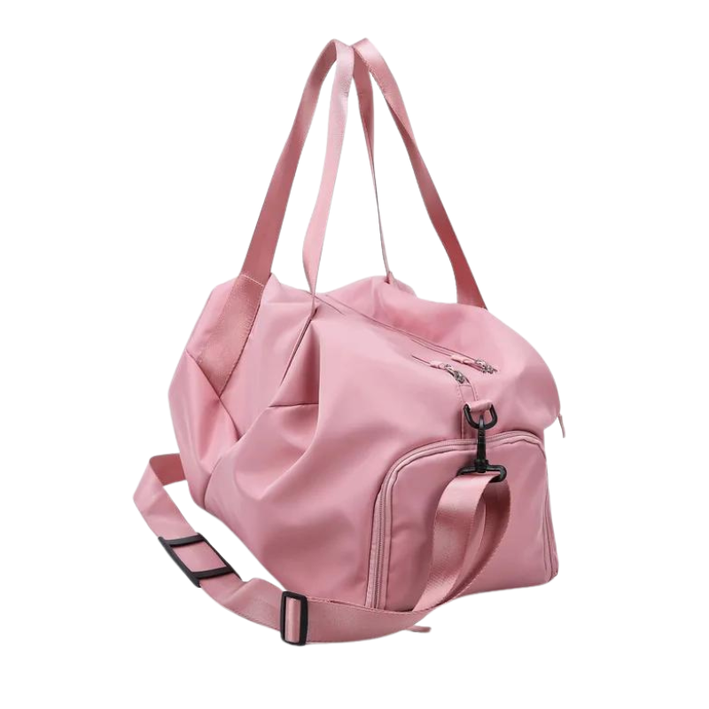 women's sports style travel bag close up zip closure - Pink