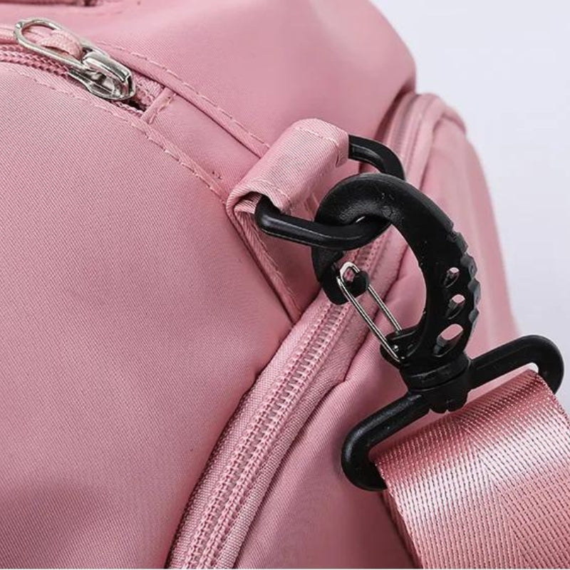 women's sports style travel bag close up zip closure - Pink - Green - Purple - Black