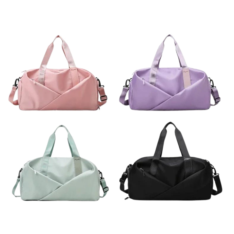 women's sports style travel bag four bags aligned - Pink - Green - Purple - Black