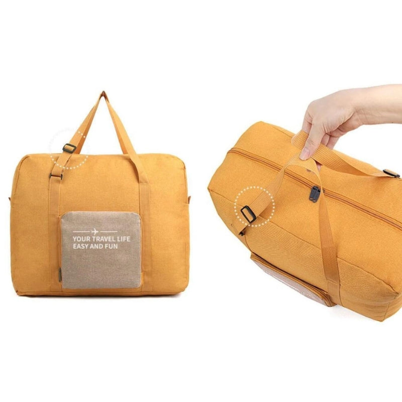 foldable travel bag close-up zip closure - Yellow - Black - Blue