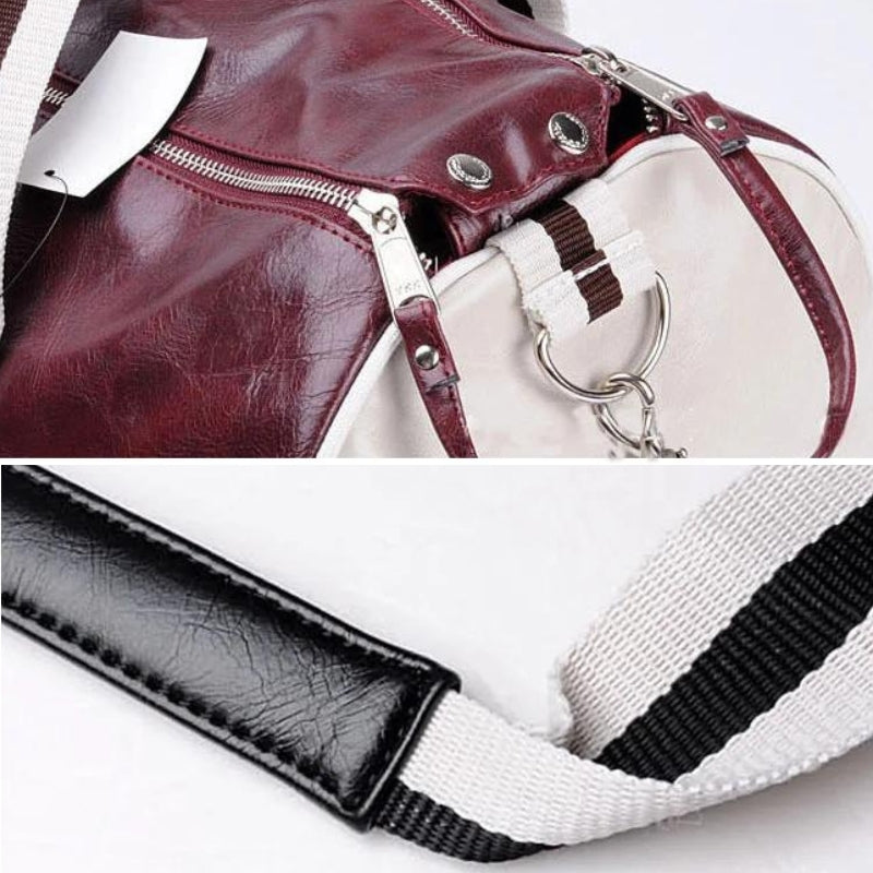 vintage men's pu sports bag close up zip closure - Red - Black - Blue - Black and White - Black and Yellow - Green