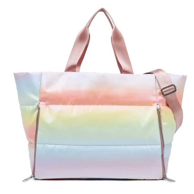 puffer bag for women - Bright Pink Rainbow