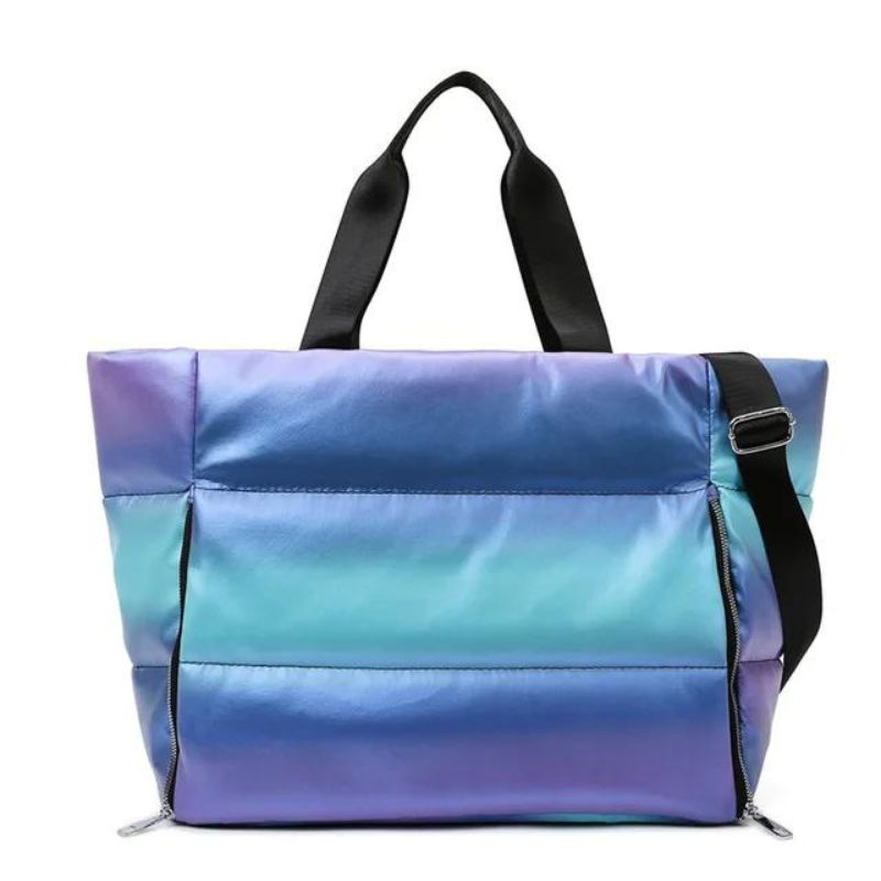 puffer handbag - Bright Blue Rainbow