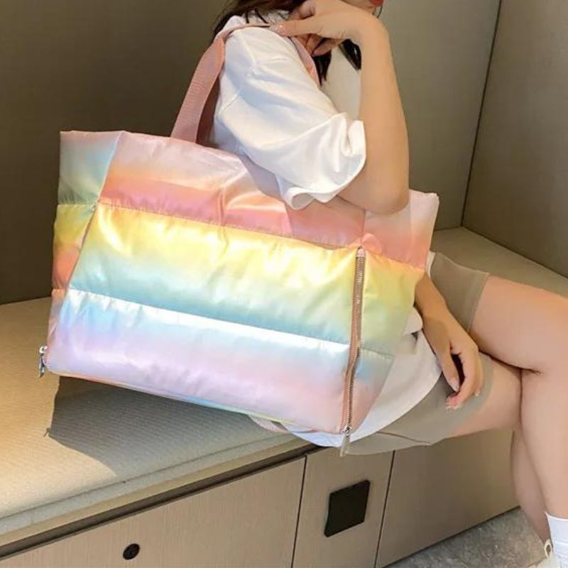women's puffer bag - Bright Pink Rainbow - Bright Blue Rainbow - Black - Pink - Grey - Gray