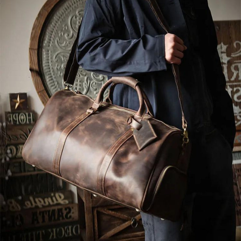 men's leather bag - Brown - Black