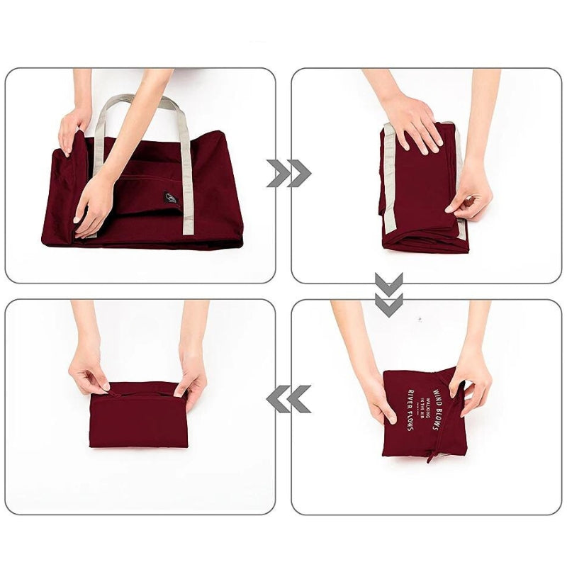 ultra lightweight foldable travel bag folding in progress - Dark blue - Red - Pink - Green