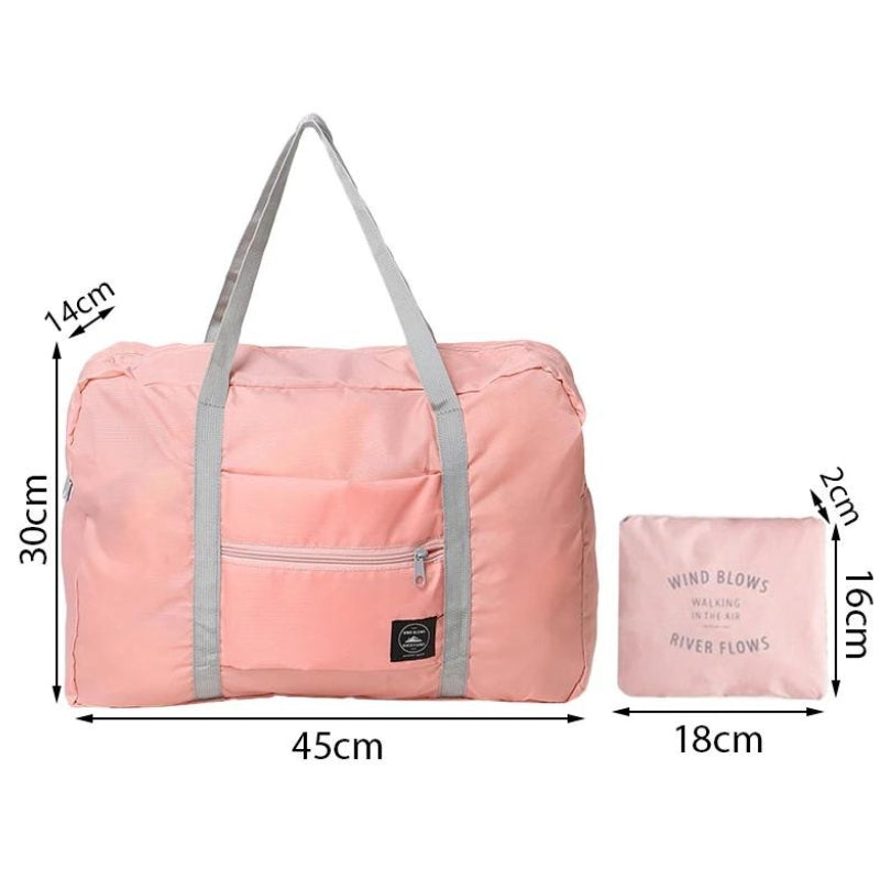 ultra lightweight foldable travel bag close up zip closure - Dark blue - Red - Pink - Green
