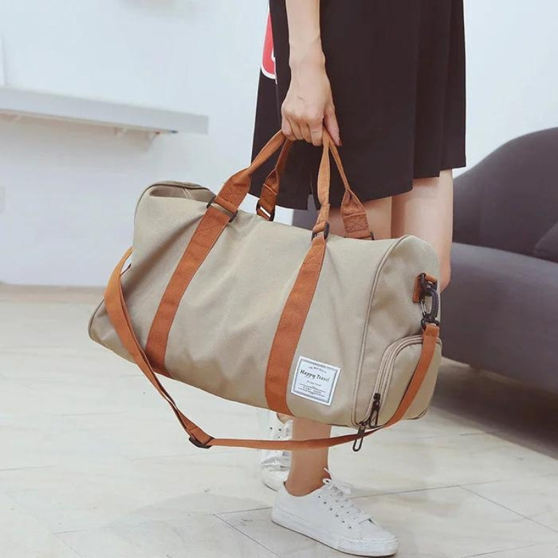 weekend bag with shoe compartment carried by hand - Khaki - Black - Blue - Green - Purple