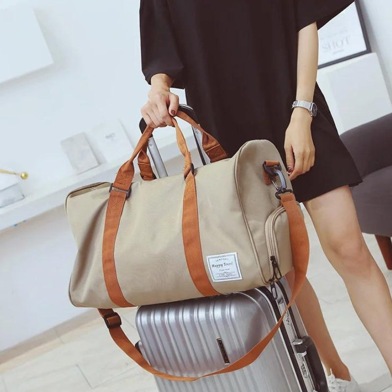 weekend bag with shoe compartment carried by hand - Khaki - Black - Blue - Green - Purple