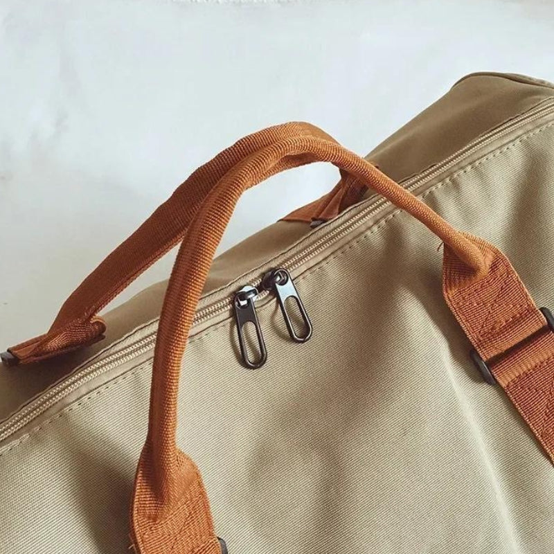 weekend bag with shoe compartment close up zip closure - Khaki - Black - Blue - Green - Purple
