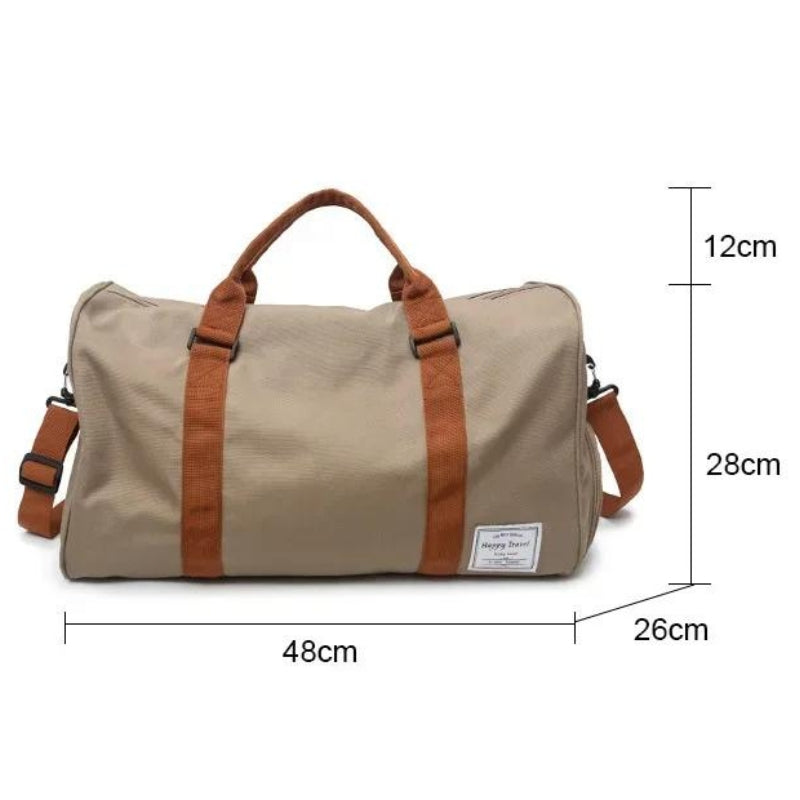 weekend bag with shoe compartment front angle - Khaki - Black - Blue - Green - Purple