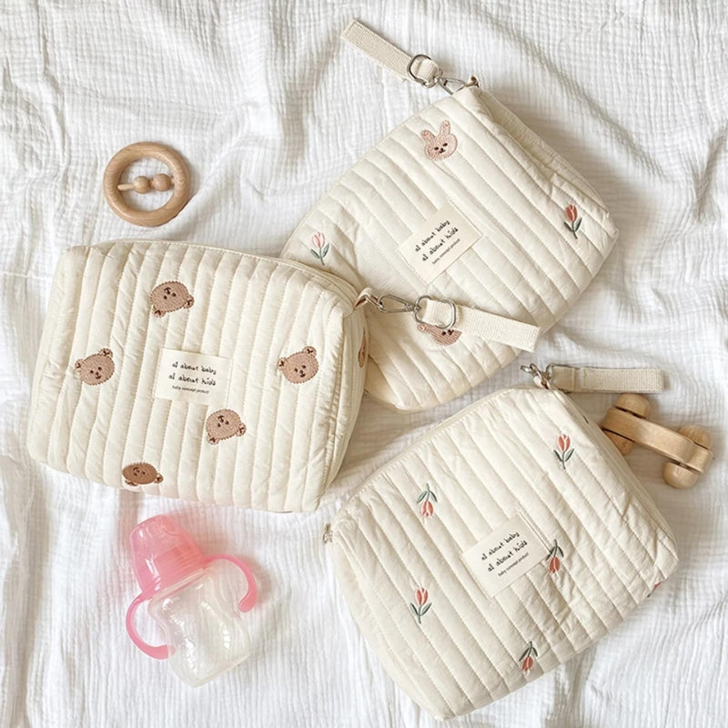 baby toiletry pouch - Little Bear Print - Rabbit Print - Squirrel Print - Bear Print - Rose Flower Print - Olive Flower Print