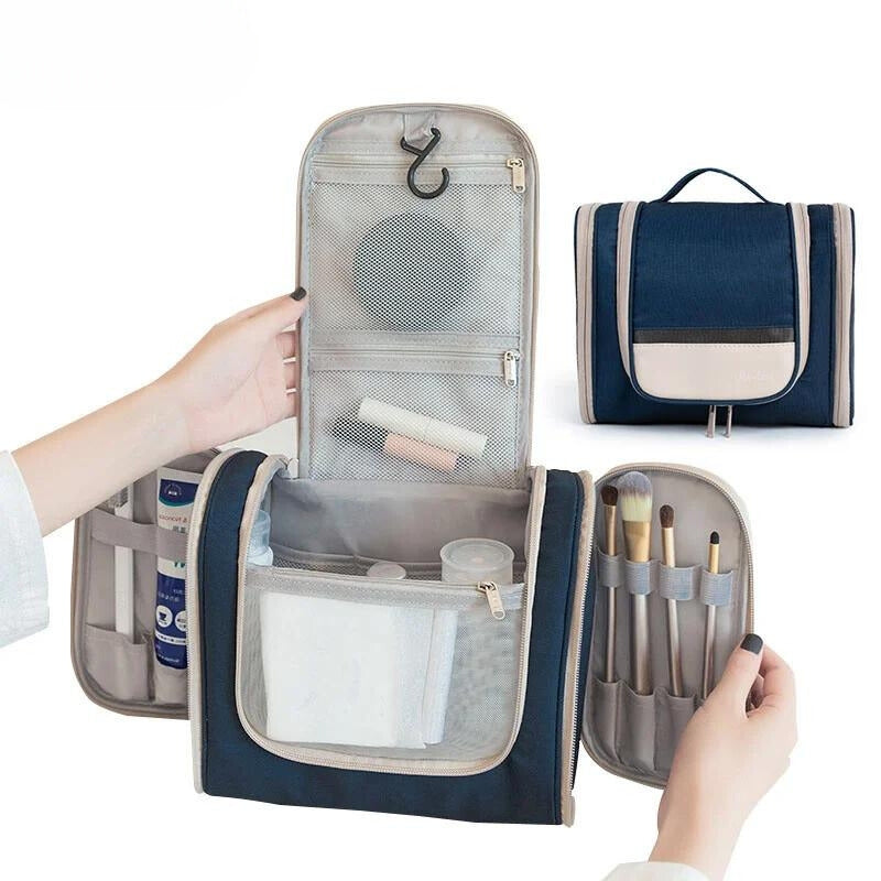 toiletry bag with hook - White - Black - Sky Blue - Grey - Gray - Beige - Navy Blue