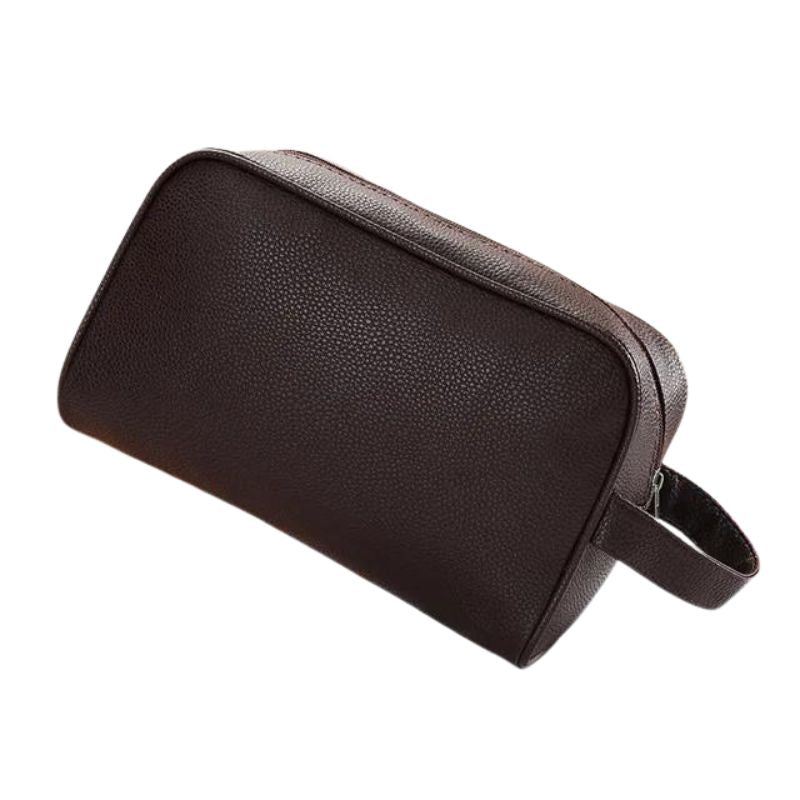 luxury leather toiletry bag men - Brown