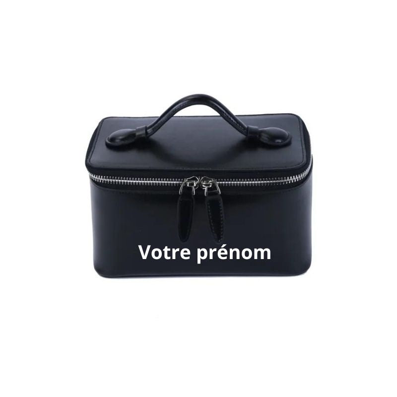 customizable leather toiletry bag - Black