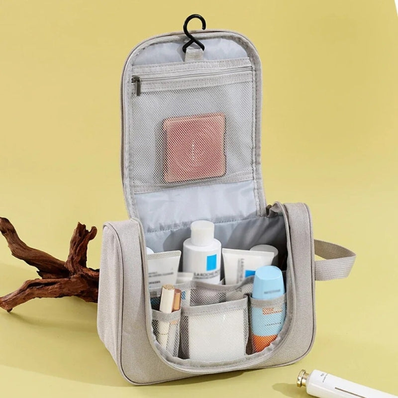 foldable toiletry bag for women - Black - Light Blue - Blue - Pink - Grey - Gray - Brown