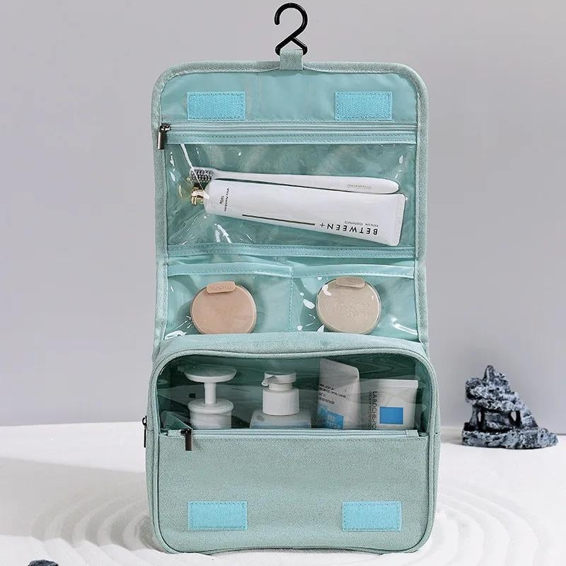 hanging foldable toiletry bag - Black - Light Blue - Blue - Pink - Grey - Gray - Brown