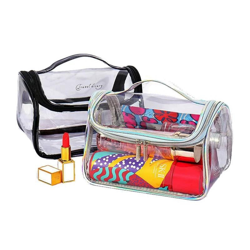 transparent toiletry bag - Silver - Black