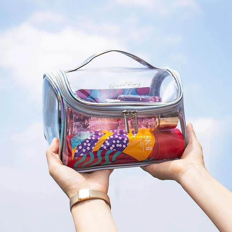 travel toiletry bag for women - Silver - Black