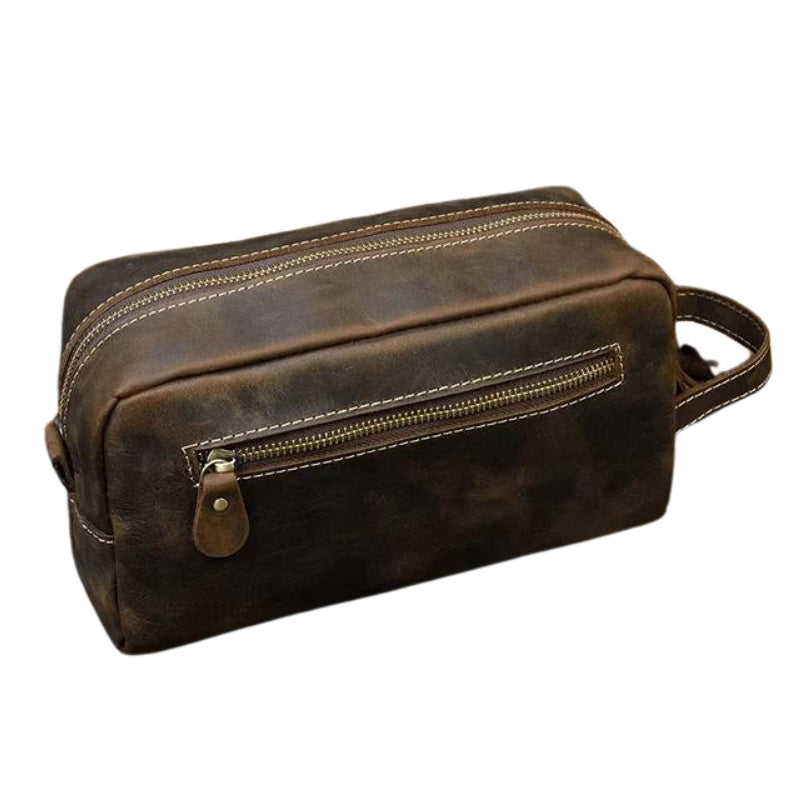 leather toiletry bag for men - Dark Brown - Model 2