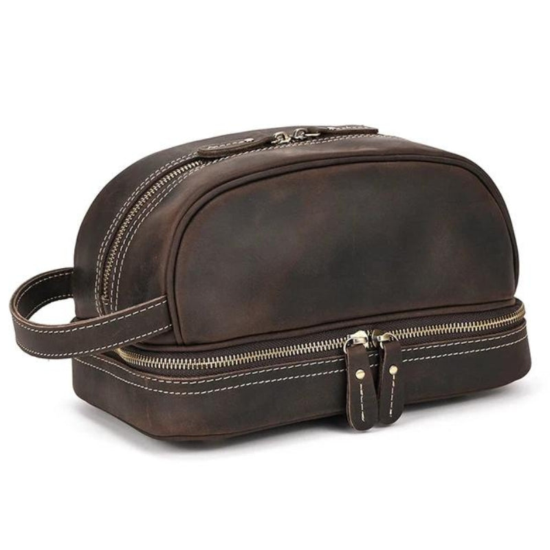 luxury toiletry bag for men - Dark Brown - Model 1