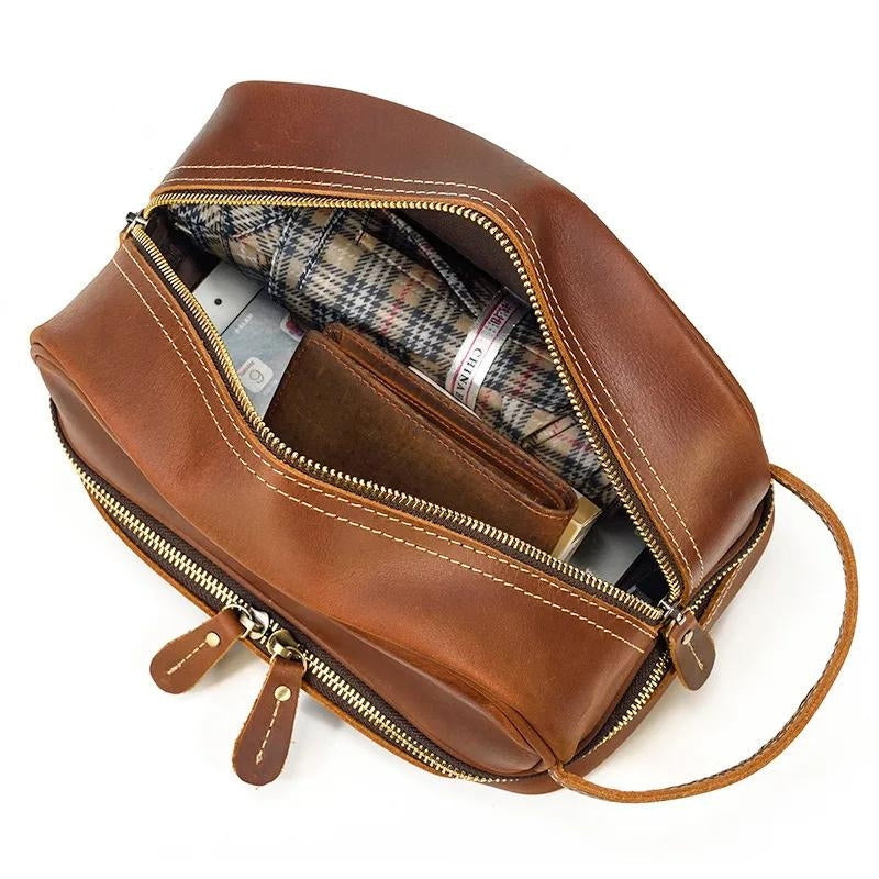 vintage toiletry bag for men - Brown - Dark Brown - Light Brown - Black