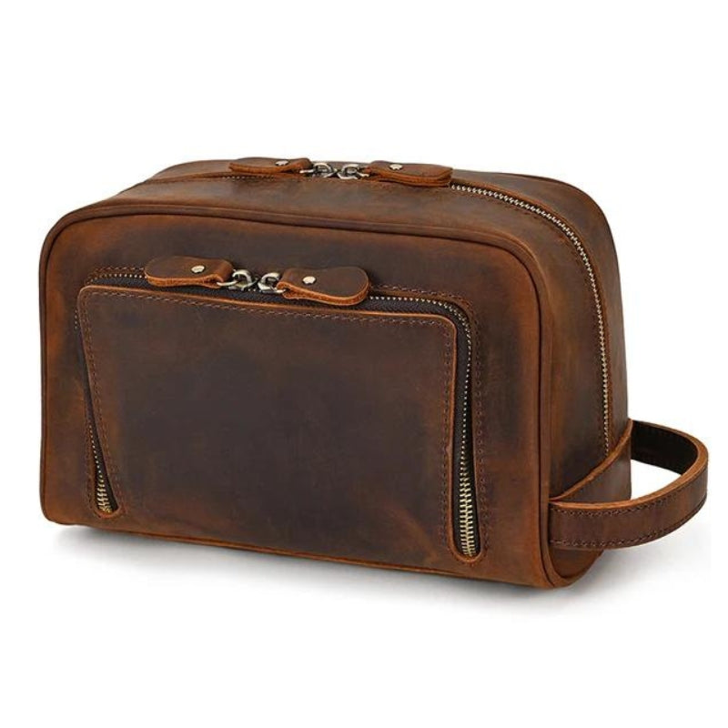 leather travel toiletry bag for men - Brown - Model 2