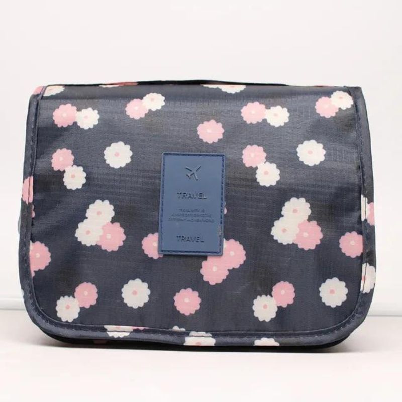 premium women's toiletry bag - Blue Floral Print