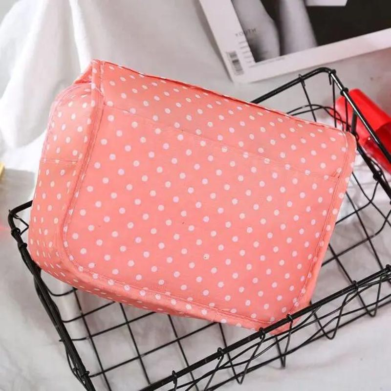 big women's toiletry bag - Pink Polka Dot Print