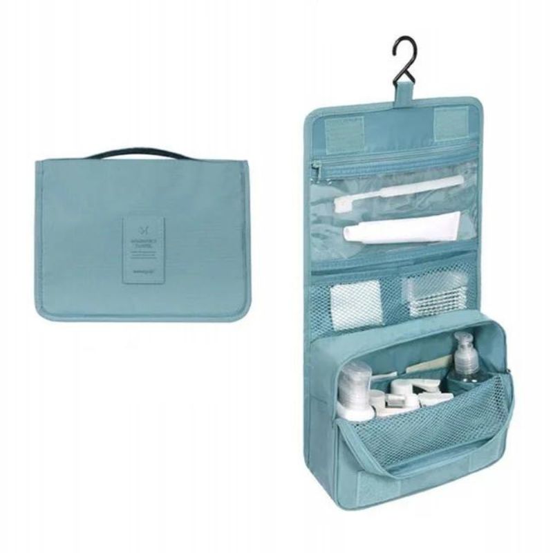 folding toiletry bag for women - Plain Sky Blue