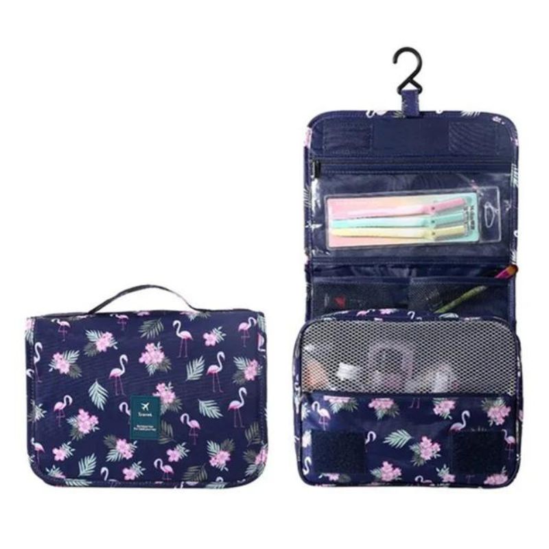 original toiletry bag for women - Blue Flamingo Print