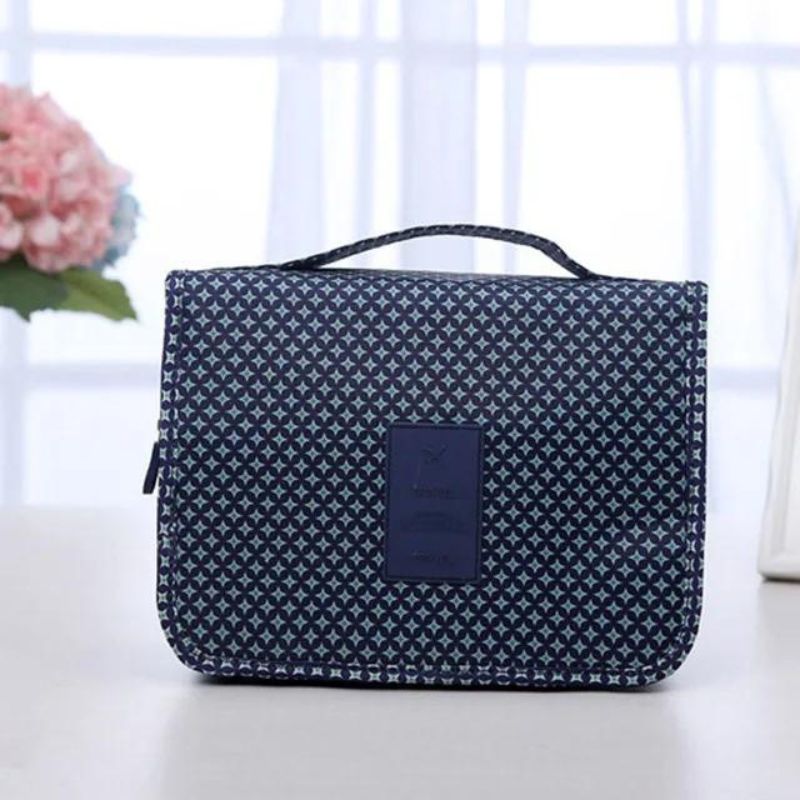 women's hanging toiletry bag - Blue Star Print
