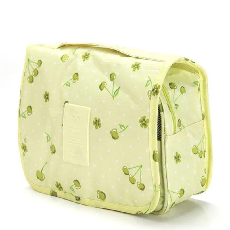 beautiful women's toiletry bag - Green Cherry Print