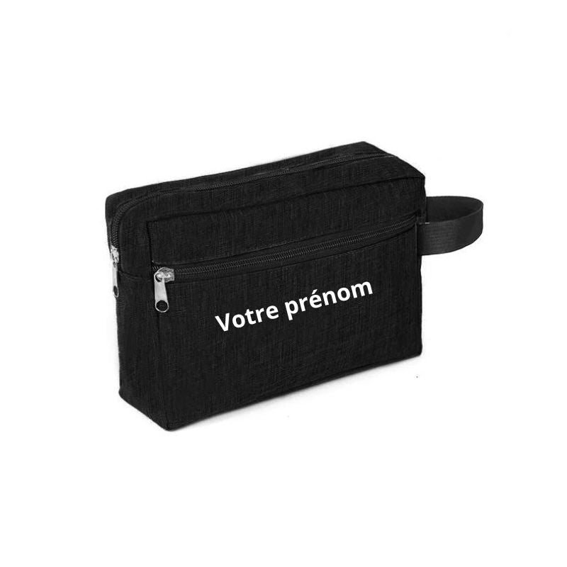 personalized toiletry bag for men - Black - With Personalised Engraving - With Personalized Engraving